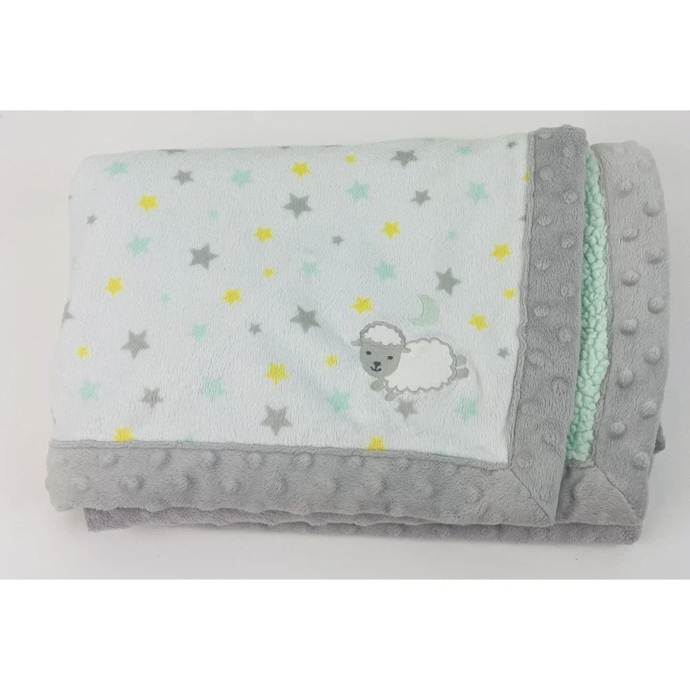 Carter's Child Of Mine Lamb Stars Green Sherpa Security Lovey Blanket 30